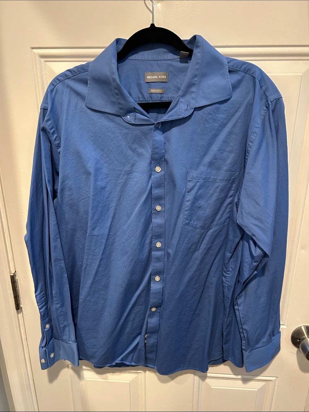 Michael Kors Men's Classic Blue Long-Sleeve Dress Shirt